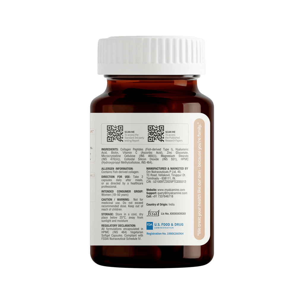 Alcamine Supplements, with Hyaluronic Acid, Vitamin C & Zinc (60 Capsules)