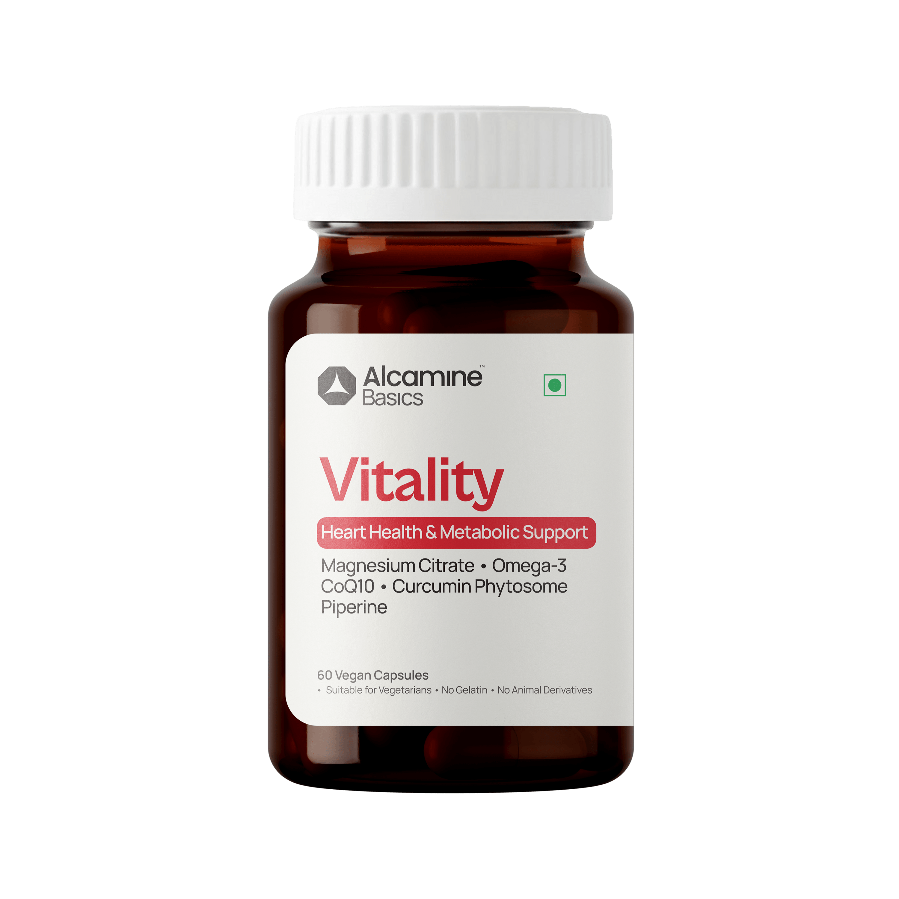 Alcamine Supplement with Omega-3, CoQ10, Curcumin Phytosome & Magnesium Citrate (60 Capsules)